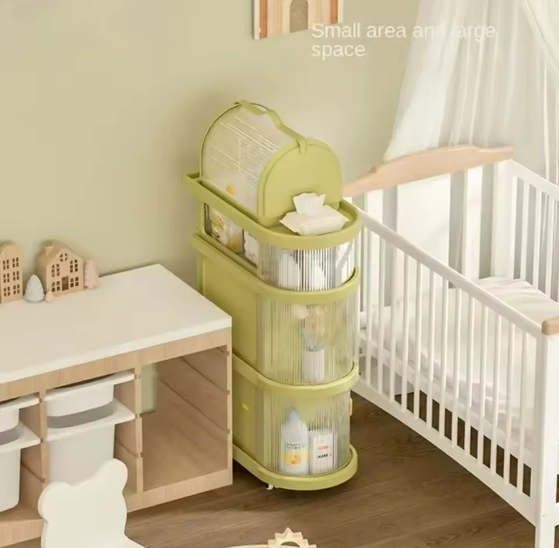 Foldable Baby Rack Trolley With Wheels, Multi Layer Sundries Storage Organizer, Movable Snack Storage Rack Foldable Baby Rack Trolley With Wheels, Multi Layer Sundries Storage Organizer, Movable Snack Storage Rack